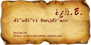Óvári Benjámin névjegykártya